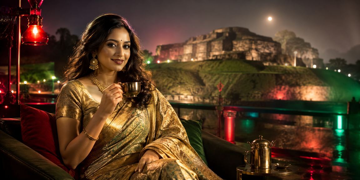 বগুড়ায় শাড়ি পরিহিতা একজন নারী ভিআইপি বোনাস উপভোগ করছেন
